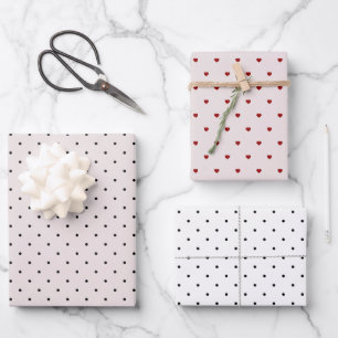 Cute dotted pink Black red white Wrapping Paper Sheet