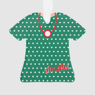 Cute Dotted Red Green Christmas Doll Dress TShirt Ornament