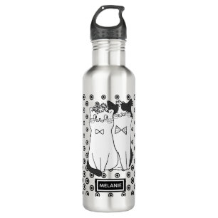 Cute Dotty Cats in Love Personalised 710 Ml Water Bottle