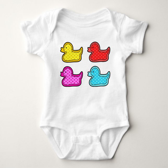Cute Dotty Colourful Ducks  Baby Bodysuit (Front)