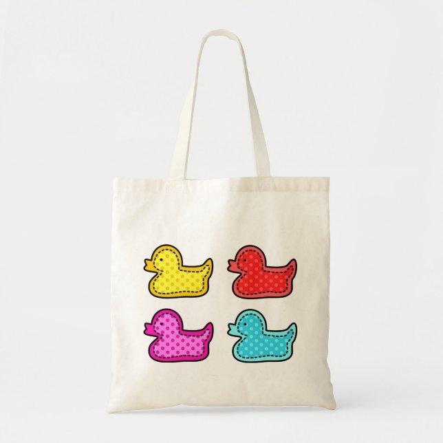 Cute Dotty Colourful Ducks Tote Bag (Front)