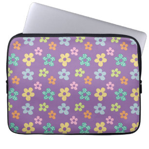 Cute Dotty Flower Pattern Purple Laptop Sleeve