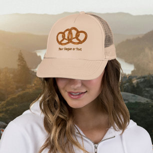 Cute double pretzels: fun food, your slogan / name trucker hat