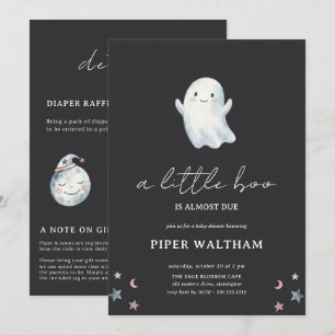 Cute Double Sided Ghost Little Boo Baby Shower Invitation