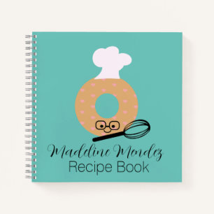 Cute Doughnut Baker Recipe Kids Blue Notebook