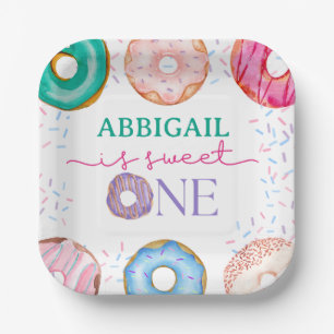 Cute Doughnut Birthday Party 1st birthday Paper Plate