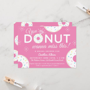 Cute Doughnut Bridal Shower Invitations   Pink