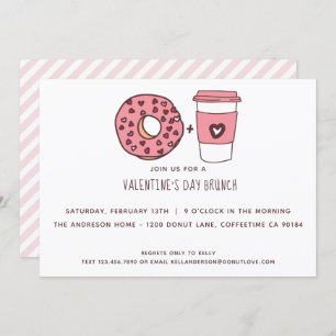 Cute Doughnut & Coffee Valentine's Day Brunch Invitation