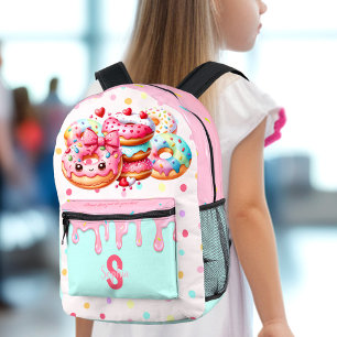 Cute Doughnut Dots Dripping Sweet Girl Pink Bow Na Printed Backpack