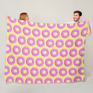 Cute Doughnut Drawing With Sprinkles Fleece Blanket