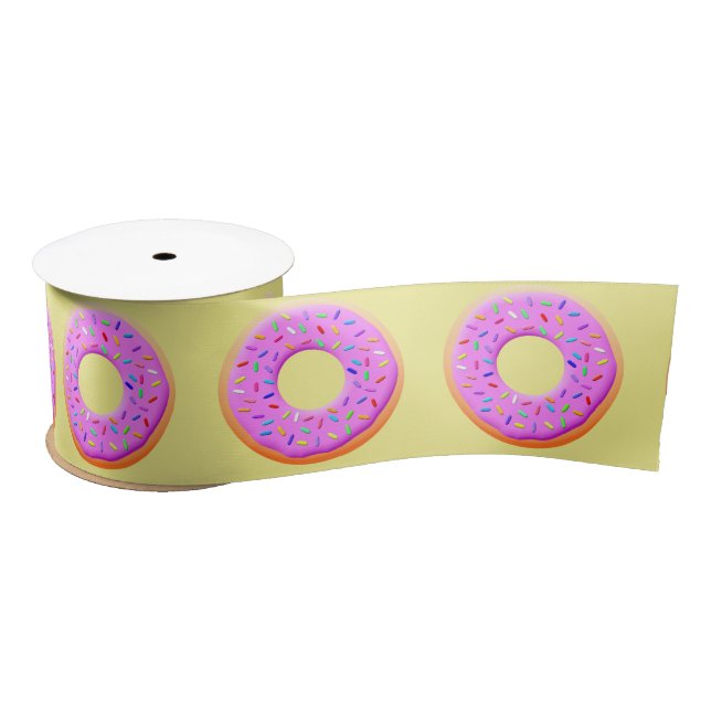 Cute Doughnut Drawing With Sprinkles Satin Ribbon (Spool)