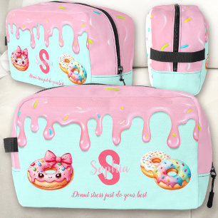 Cute Doughnut Dripping Icing Sweet Girl Pink Bow N Dopp Kit