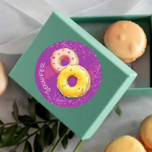 Cute Doughnut Eight Purple Sprinkles Classic Round Sticker