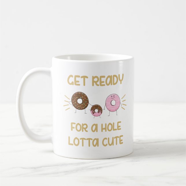 Cute Doughnut Family, Baby Announcement  Coffee Mug (Left)