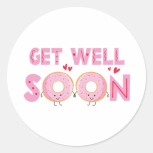 Cute Doughnut Get Well Soon Classic Round Sticker
