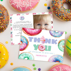 Cute Doughnut Girl Custom Message Kids Birthday Ph Thank You Card