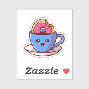 Cute Doughnut In Coffee Sticker