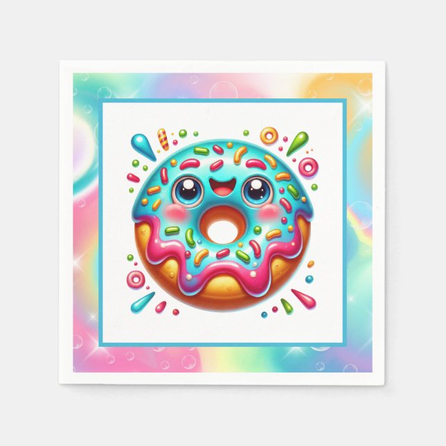 Cute doughnut lovers party napkin (Front)