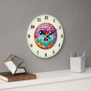 Cute doughnut lovers sweet  large clock