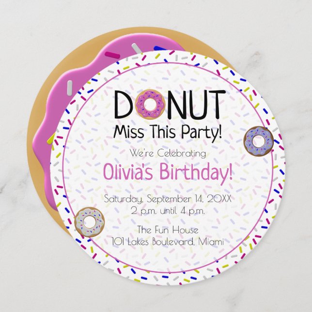 Cute Doughnut Miss This Party Colourful Sprinkle R Invitation (Front/Back)