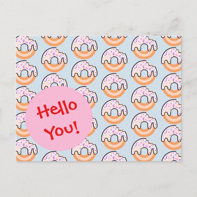 Cute Doughnut Pattern Postcard (Front)