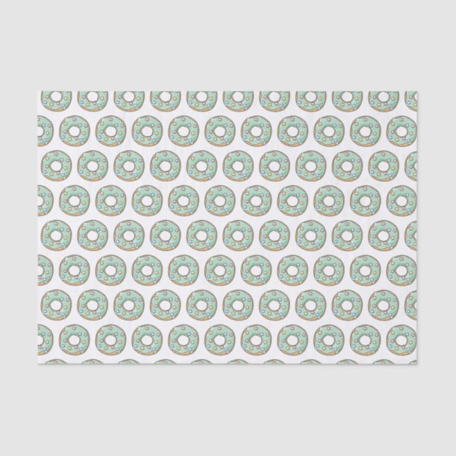 Cute Doughnut Rings Teal Frosting Pattern Tissue Paper (Front)