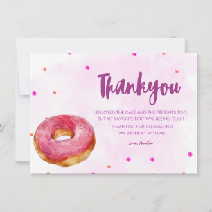 Cute Doughnut sweet one girl 1st Birthday  Thank You Card