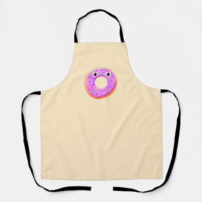 Cute Doughnut With Eyes And Sprinkles Drawing Apron (Front)