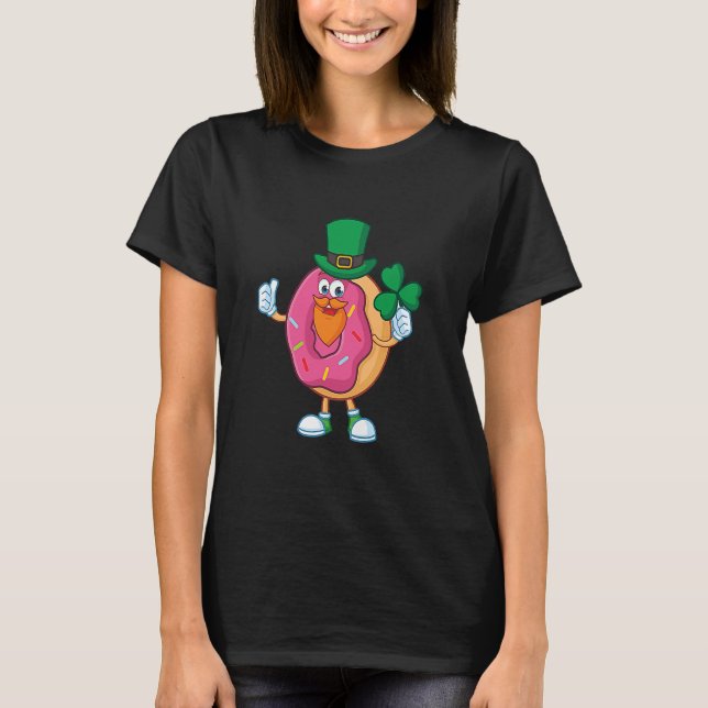 Cute doughnut with green hat Doughnut St Patricks  T-Shirt (Front)