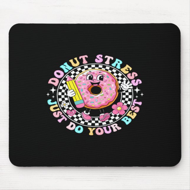 Cute Doughnut With Pencil Fun Back To School Mouse Pad (Front)