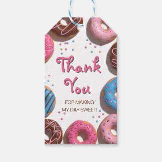 cute doughnuts 1st birthday gift tags