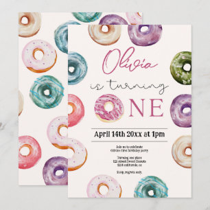 Cute Doughnuts 1st Birthday,Sweet Treats for baby Invitation