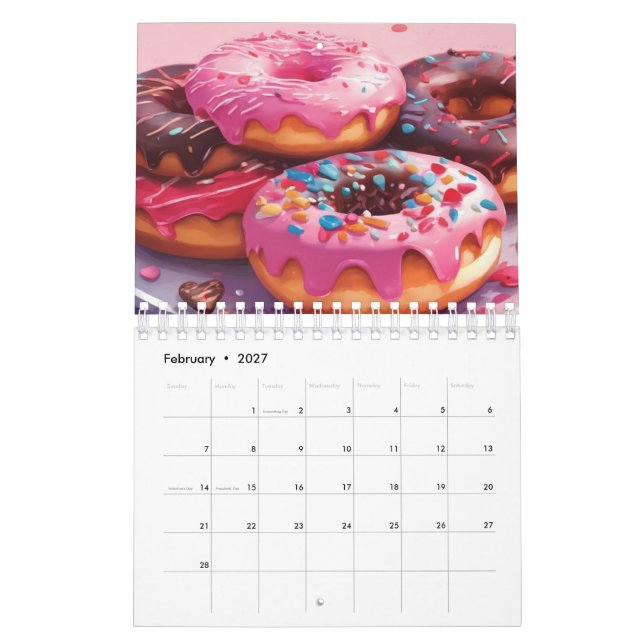 Cute Doughnuts Calendar gift doughnut (Feb 2027)