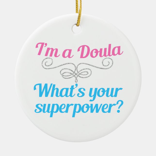 Cute Doula Superhero Ceramic Ornament (Front)