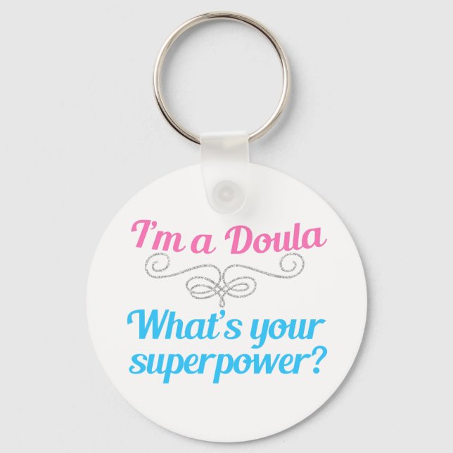 Cute Doula Superhero Key Ring (Front)