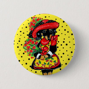 Cute Doxie Valentine 6 Cm Round Badge