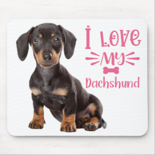 Cute Doxin Puppy Wiener Love Dog Mum Dachshund Mouse Pad