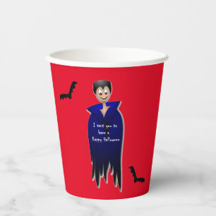 Cute Dracula Halloween Paper Cups