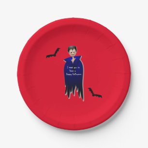 Cute Dracula Halloween Paper Plate