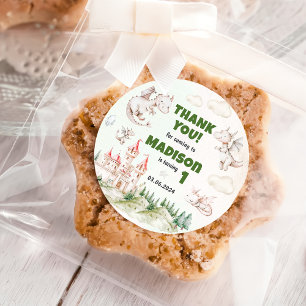 Cute Dragon 1st Birthday Party Classic Round Stick Sticker