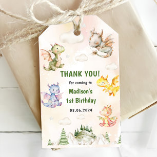 Cute Dragon 1st Birthday Party  Gift Tags