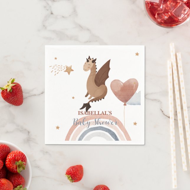 Cute dragon African american boys baby shower Napkin (Insitu)