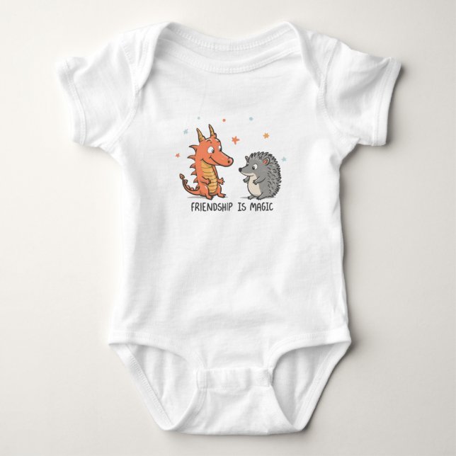 Cute Dragon and Hedgehog - Friendship is Magic Baby Bodysuit (Front)