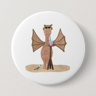 Cute Dragon at the Beach 7.5 Cm Round Badge