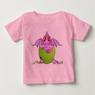 Cute Dragon Baby in Cracked Egg - Pink / Purple T-Shirt