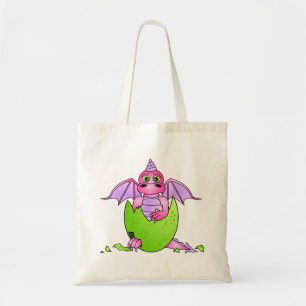 Cute Dragon Baby in Cracked Egg - Pink / Purple Tote Bag