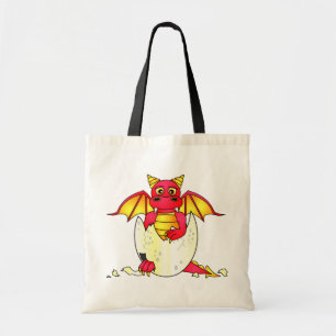 Cute Dragon Baby in Cracked Egg - Red / Yellow Tote Bag
