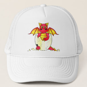 Cute Dragon Baby in Cracked Egg - Red / Yellow Trucker Hat