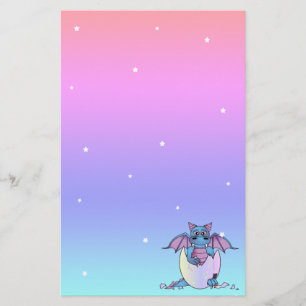 Cute Dragon Baby in Cracked Egg Stationery