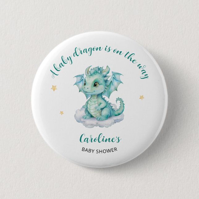Cute Dragon Baby Shower 6 Cm Round Badge (Front)